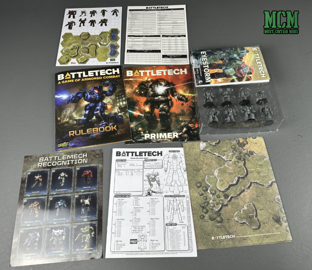 Contents of BattleTech A Game of Armored Combat - 40th Edition Starter Set