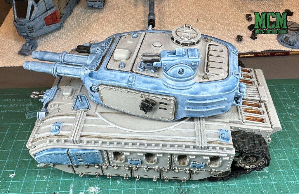 A 3D Printed Tank Painted quickly to a tabletop 3 color standard using The Army Painter 